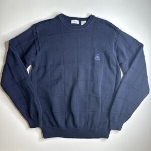 Vintage Izod Sweater M Heavy Cotton Knit Pullover Navy Blue Japan Preppy Grandpa